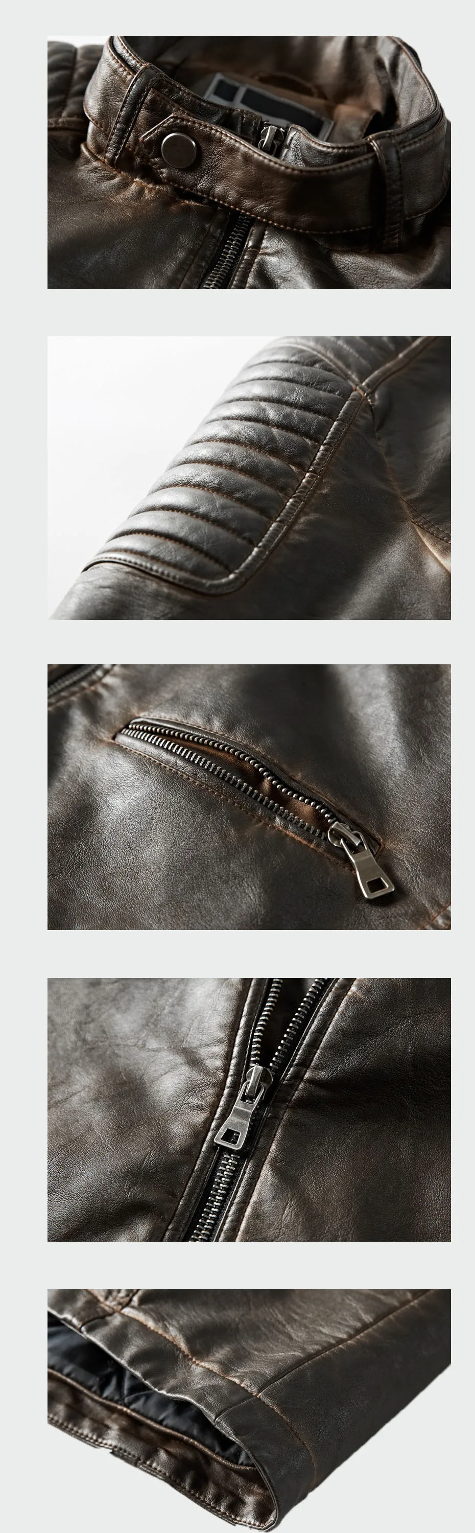 Premart Men' s Leather Jacket Autumn Winter Mens Motorcycle PU Outwear Fashion Casual Leather Coat Male Brand Clothing 3XL LK005