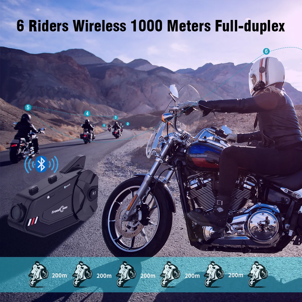 Freedconn WiFi видеорегистратор для мотоцикла 1080P Full HD Водонепроницаемая камера