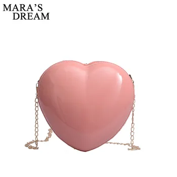 

Mara's Dream 2019 New Women's Bag Korean Version of The Heart Chain Bag Candy Color Shoulder Diagonal Bag Mobile Phone Packet