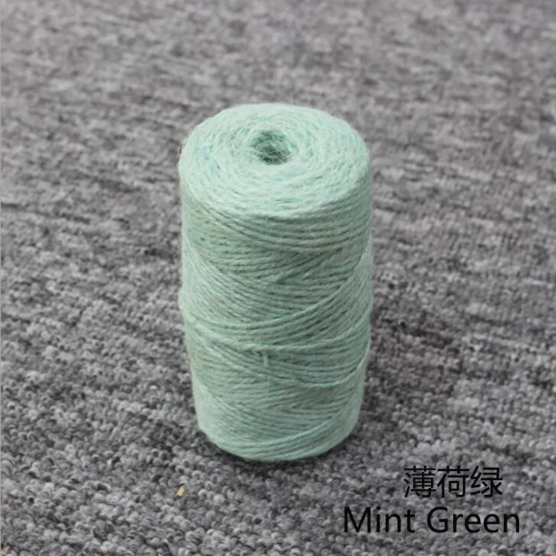 Mint Green 1 рулон 100 м натуральный в декорированном мешковиной горшке гессенской джутовый шнур-шпагат пеньковая веревка строка 2 мм подарок Обёрточная бумага упаковочный деревенский Свадебные украшения 14 Цвет - Цвет: Mint Green