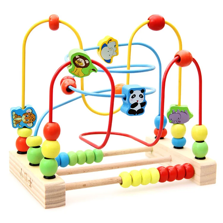 

Wooden Three-Line Children Baby Educational Animal Large Beaded Bracelet Traffic Bead-stringing Toy Building Blocks of Toy