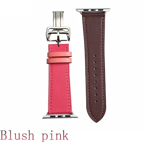 Blush pink Ремешок для apple watch band 5 4 44 мм 40 мм correa iwatch 3 2 42 мм 38 мм раскладной кожаный браслет с пряжкой apple watch аксессуары - Цвет ремешка: Blush pink