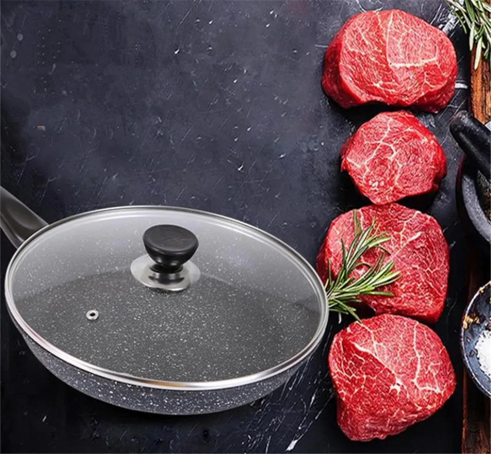 Pan Non-stick Pan with Lid Skillet 30cm Frying Pan Home Garden Induction Cooker Pans Gas Stoves Pancake Pan Steak Wok Pan Bread