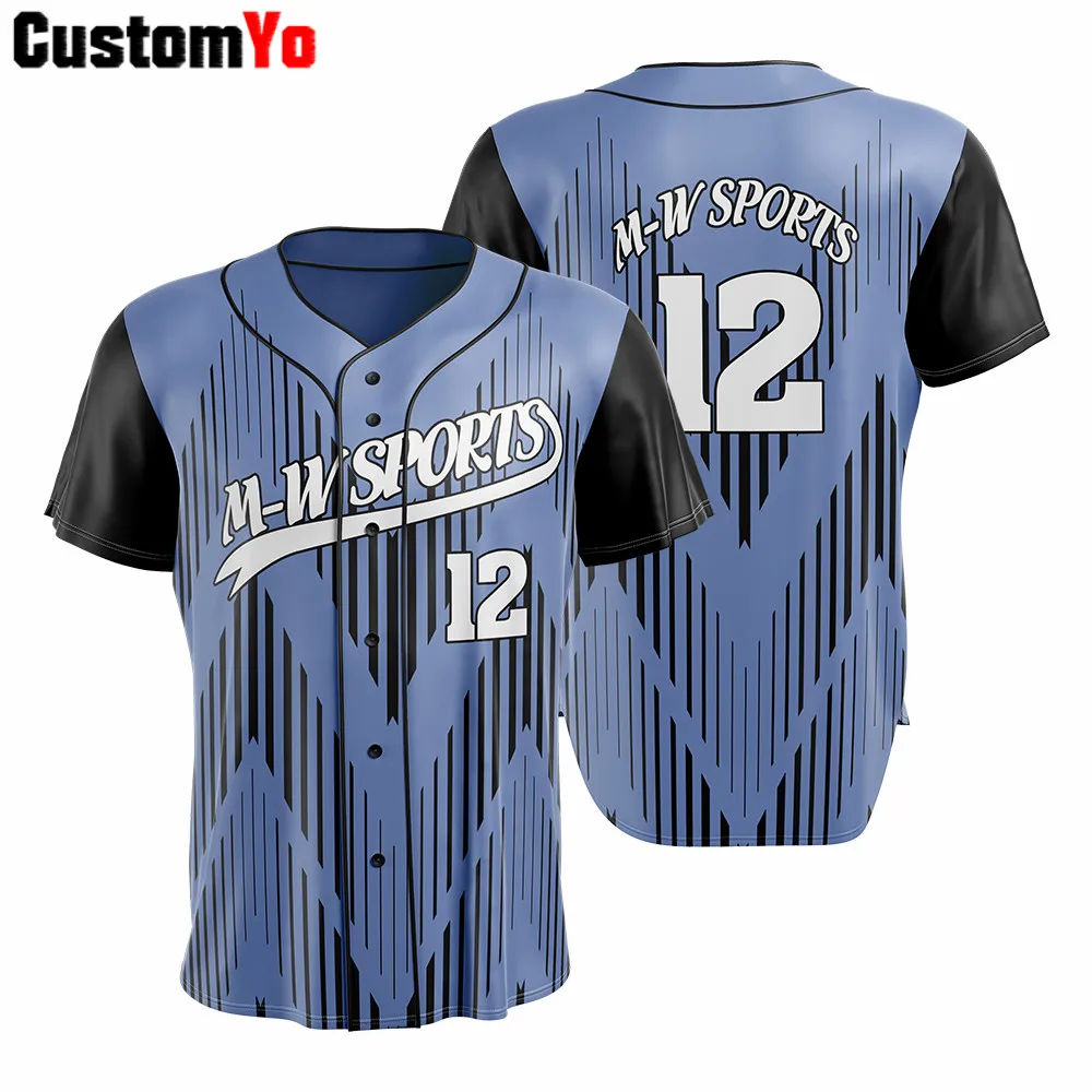 

Men Baseball Jerseys Short Sleeves Printed Baseball Player Jersey Button Baseball Shirt Tops