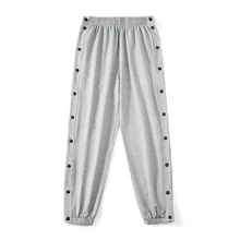 

Spring and summer double-breasted pants men's straight wide leg side button basketball sports fashion trousers