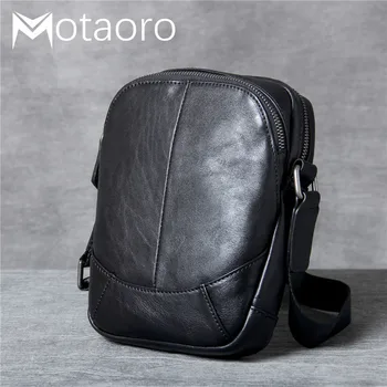

New High Quality Men's Chest Bag Men Genuine Leather Small Crossbody Bag Black Male Shoulder Messenger Bags For Phone Glasses