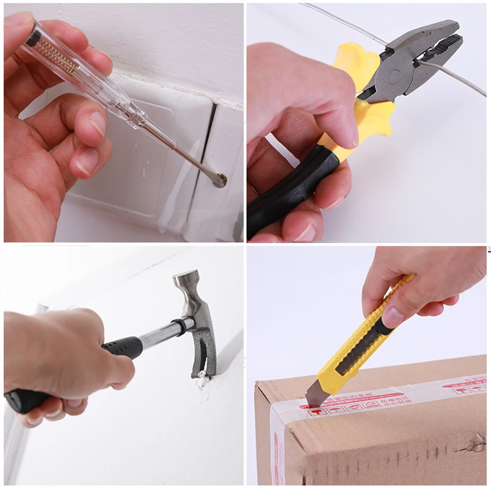 Hand tool set ordinary household hand tools 8 piece set with plastic tool box storage box