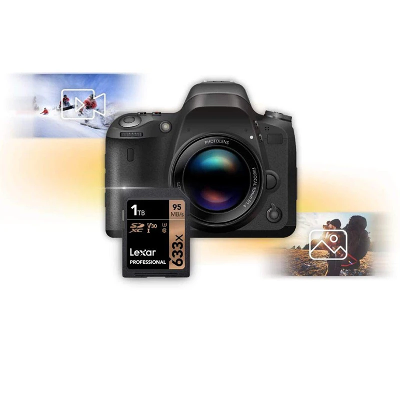 Lexar SD карта, карта памяти Micro SD 16 Гб оперативной памяти, 32 Гб встроенной памяти, 64 ГБ 128 ГБ 256 512 1 ТБ UHS-I флеш-карта 95 м/с Class10 633x для Камера