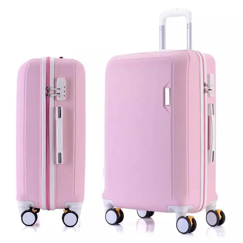 ABS+PC luggage set travel suitcase on wheels Trolley luggage carry on cabin suitcase Women bag Rolling luggage spinner wheel - Цвет: pink