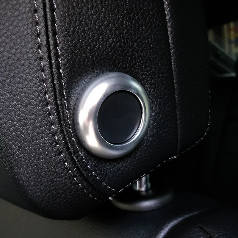 

Aluminium Alloy Car Seat Head Pillow Adjustment Buttons Circle Decoration Sticker Trim For Porsche Macan Interior Accessories