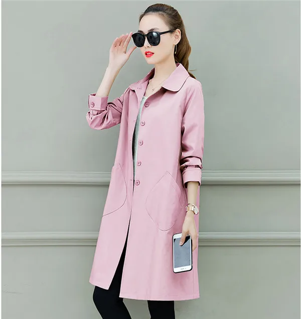 Женская новая мода весна осень плюс размер ветровка Корейская одежда тонкая верхняя одежда с длинным рукавом пальто женские Топы Куртка L406 - Цвет: pink