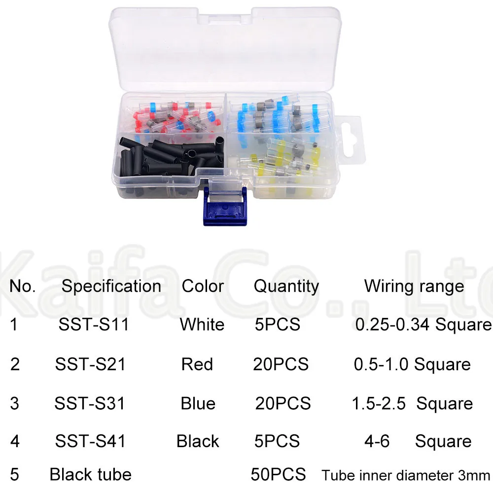100 шт./кор. SST-S11 SST-S21 SST-S31 SST-S41 Термоусадочные соединители проводов Водонепроницаемый Луженая Медь припоя уплотнительные клеммы комплект - Цвет: 100PCS