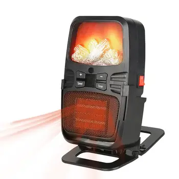 

NEW 1000W Flame Heater Desktop Space Heater Plug-In Wall Electric Warm Fan Adjustable Temperature Blower Radiator Hand Heating