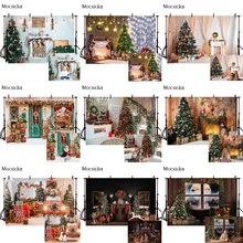 

Mocsicka Christmas Photography Background Christmas Tree Fireplace Decoration Child Portrait Photo Backdrops Photography Studio