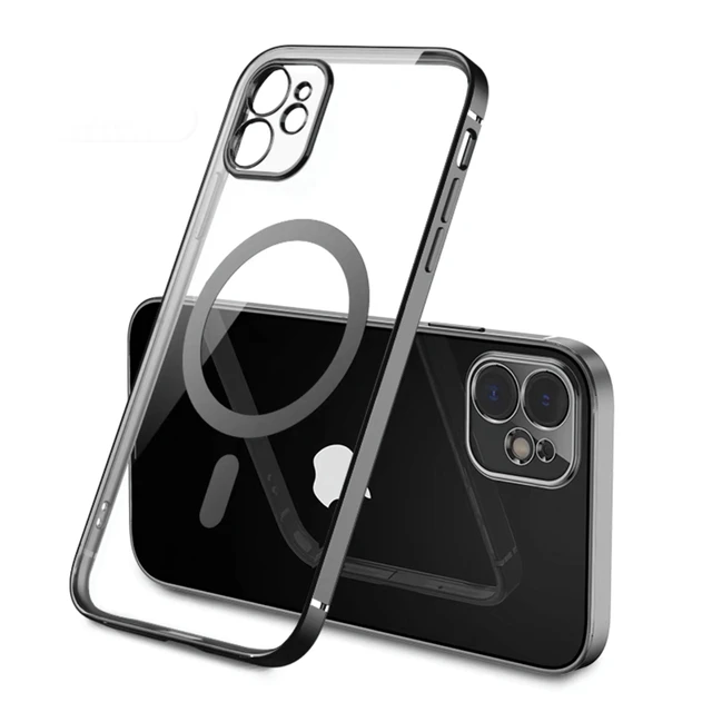 For iPhone 13 Mini Pro Magnetic Electroplate Clear Case Cover