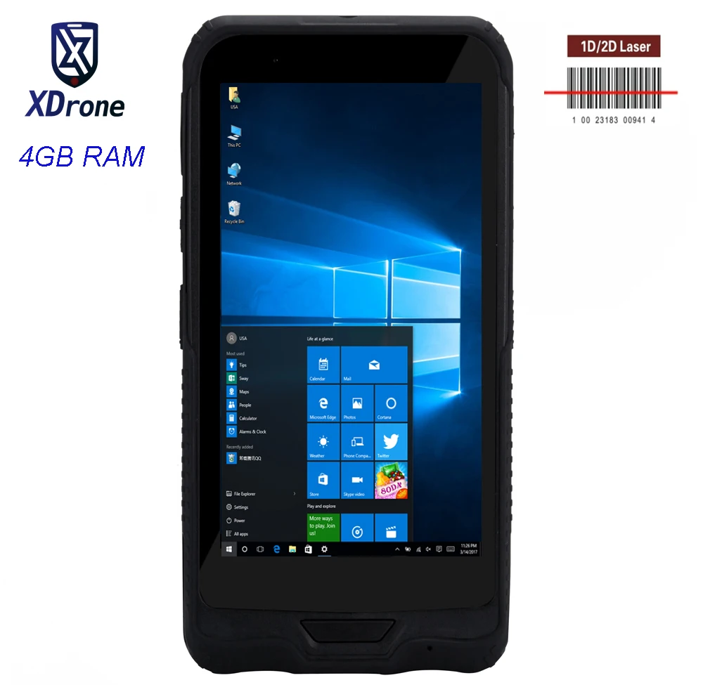 Оригинальный PDA Windows мобильный сканер штрих кодов планшет мини ПК 6 &quot4 Гб ОЗУ USB IP67