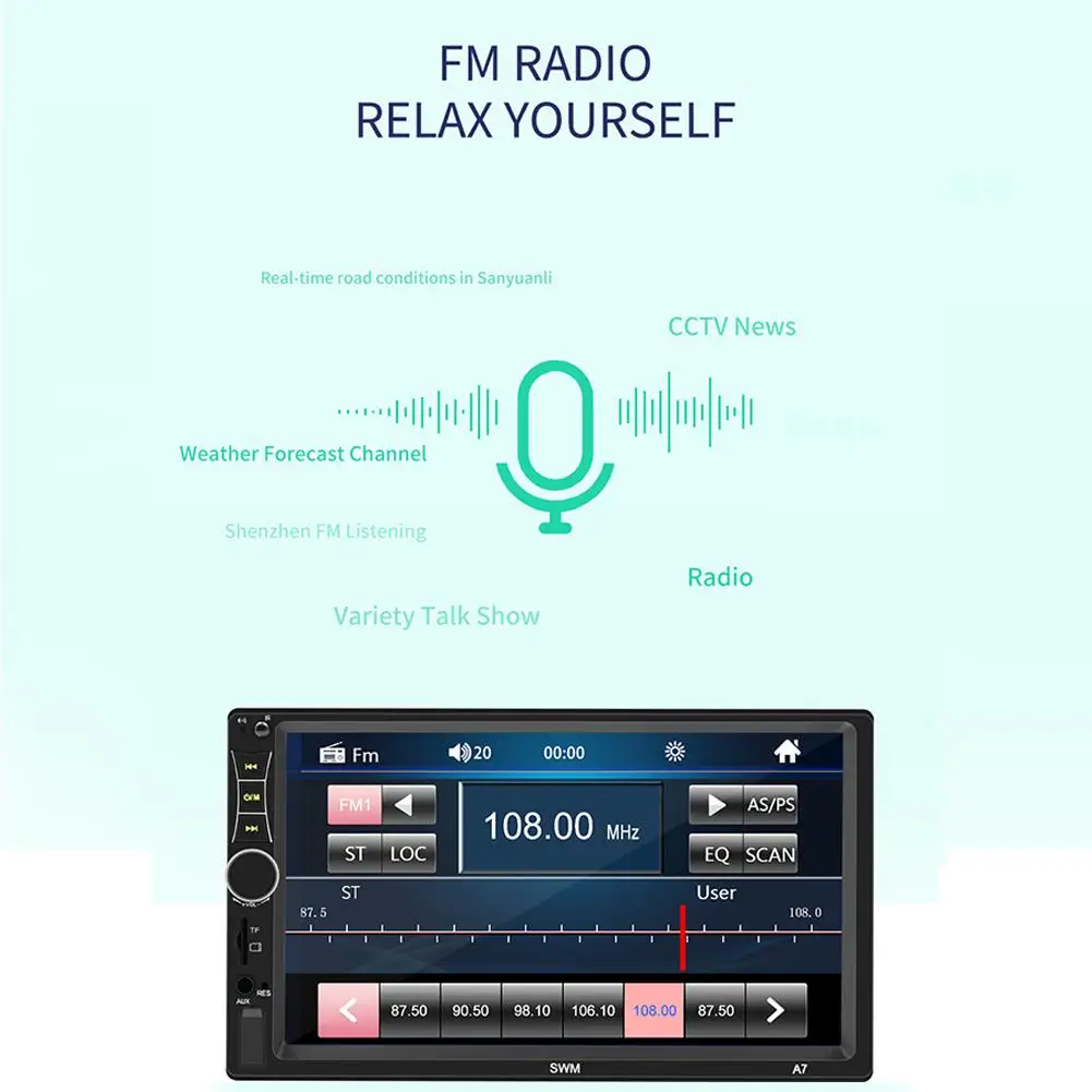 7 дюймов 2 DIN автомобильный FM стерео радио MP5 MP3-плеер HD сенсорный экран Bluetooth Автомобильная магнитола с Bluetooth