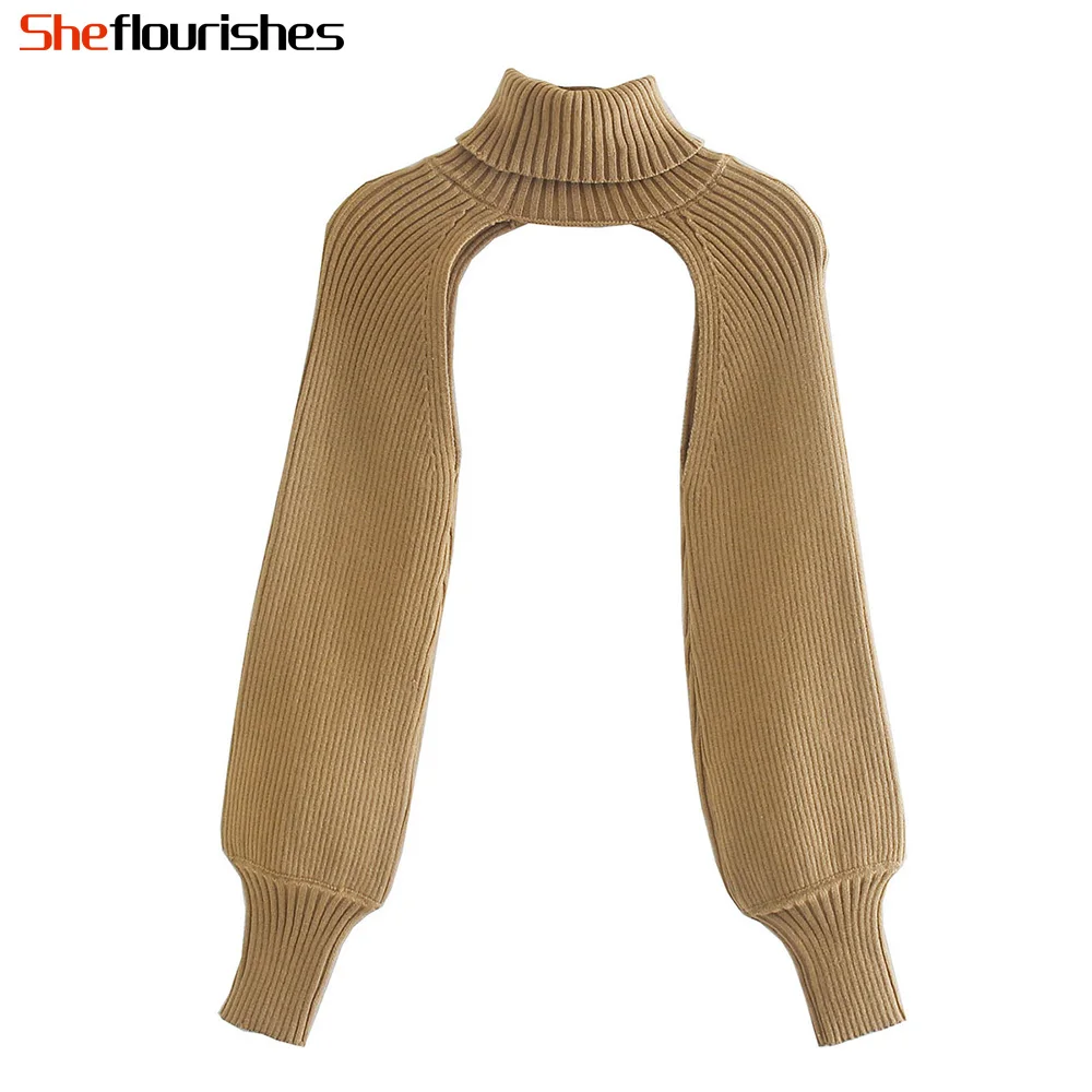 Sheflourishes Women's Sweaters Turtleneck Solid Jumpers Mujer ZA Autumn Female Sexy Skinny Arm warmer Backless Pullover Knitwear | Женская