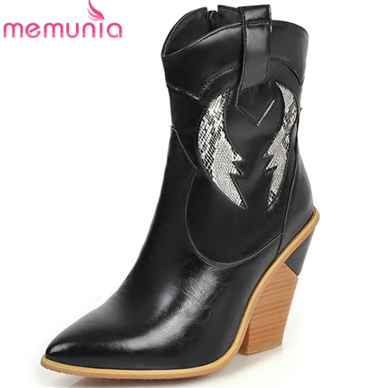 

MEMUNIA 2020 new arrival women ankle boots autumn winter high heels booties zipper simple dress Worker shoes ladies big size 46