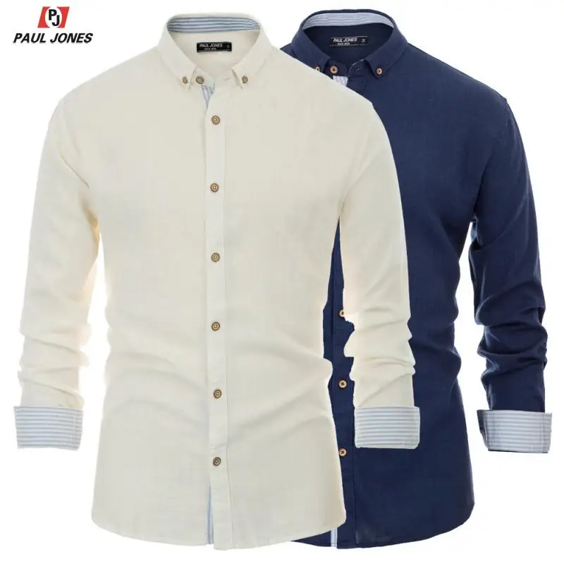 PAUL JONES Men's Regular Fit Long Sleeve Casual Shirts Soft 25% Linen Shirt Button Down Collar Contrast Striped Decorated Shirt
PAUL JONES Men's Regular Fit Long Sleeve Casual Shirts Soft 25% Linen Shirt Button Down Collar Contrast Striped Decorated Shirt