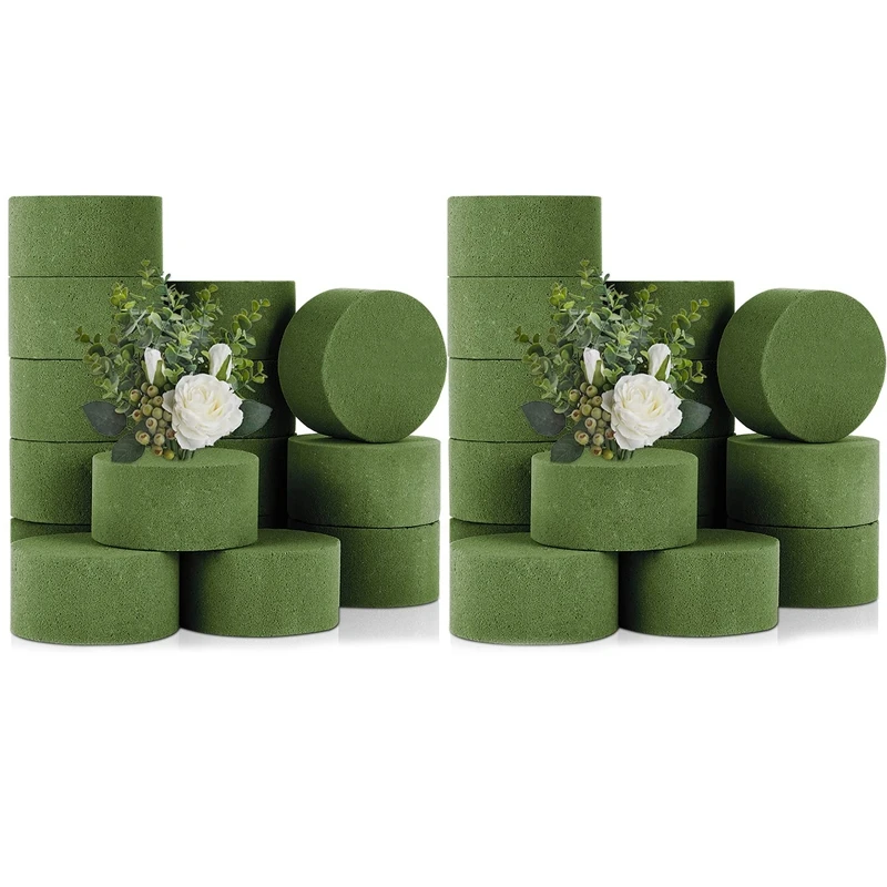 Floral Foam, 30 Pcs Round Dry Floral Foam Blocks, Green Styrofoam