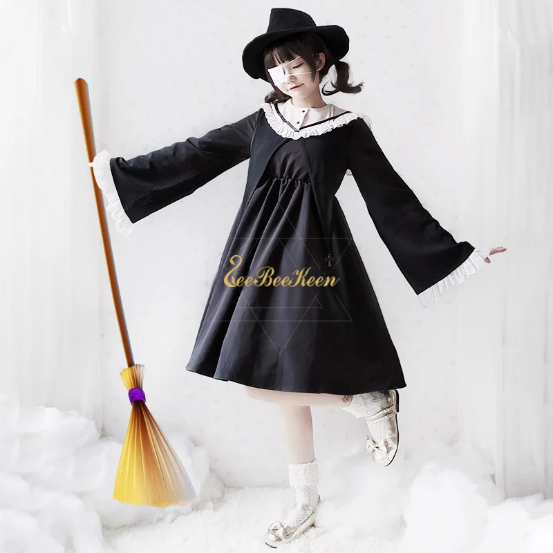 

Halloween costumes for women Gothic Lolita Black Lolita Dress Girls Halloween Cosplay Costume Witch Dress Adult witch cosplay