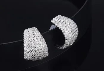 

925 Sterling silver New fashion Geometric Circle Hoop Earrings micro pave cubic zirconia crystal drill earring silver jewelry