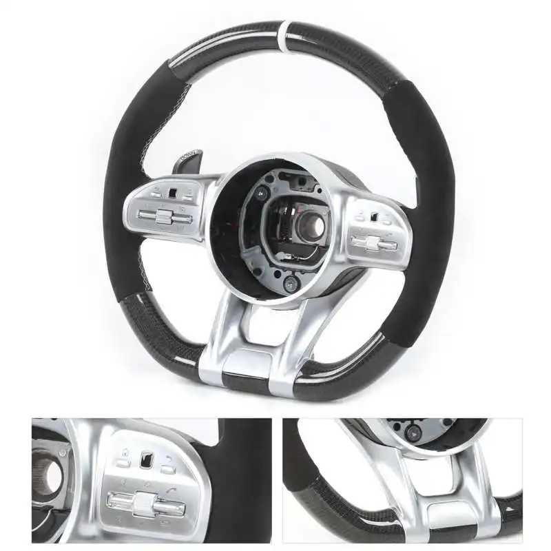 AMG 퍼포먼스 탄소 섬유 스티어링 휠 스웨이드 교체, A/B/C/E/S/G/GLC 클래스 C63 E63 2010 +, 신제품
