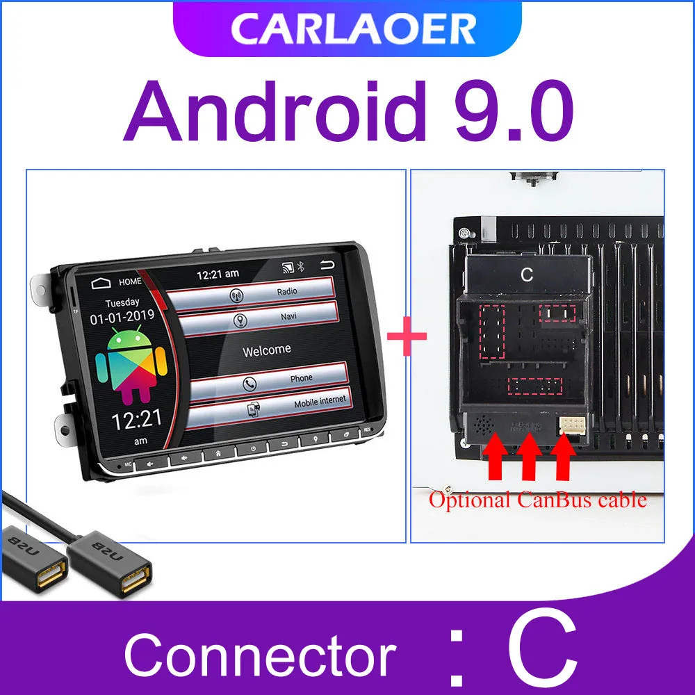 Android 9,0 автомобильный радиоприемник gps навигация для VW Skoda Octavia Golf 5 6 touran passat B6 jetta Polo Tiguan B7 seat leon Volkswagen - Цвет: C