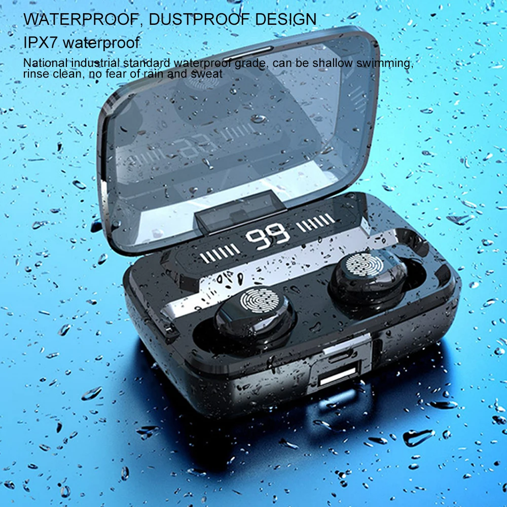 TWS F9 беспроводной Bluetooth 5,0 наушники 8D стерео Беспроводная спортивная водонепроницаемая гарнитура светодиодный дисплей с 2000 мАч power Bank PK Q32