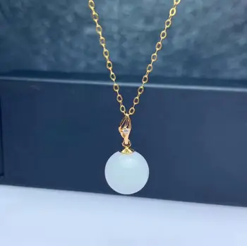 

SHILOVEM 18k yellow gold natural White Jasper pendants none necklace classic wholesale Fine women gift round new myme101008hby