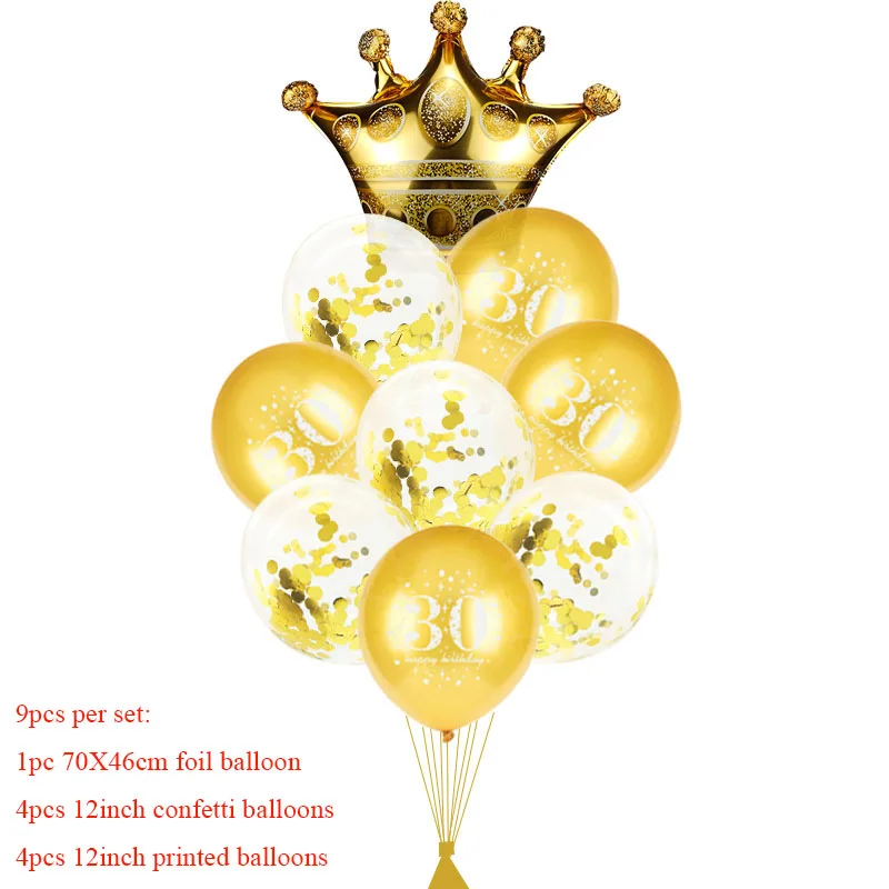 30 золотых черных шаров на день рождения надувные конфетти балоны 12 дюймов шары из латекса вечерние декоративные шары 30 дней рождения украшения - Color: style 3