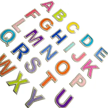 

26pcs Silver Border Mix Alphabet Iron on Patches Letter for Clothing Applique Embroidery DIY Name Patch