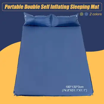 

Portable Double Self Inflating Camping Camp Sleeping Mat Pad Cushion Polyester Dampproof Hiking Mattress Pillows 190*130*3cm