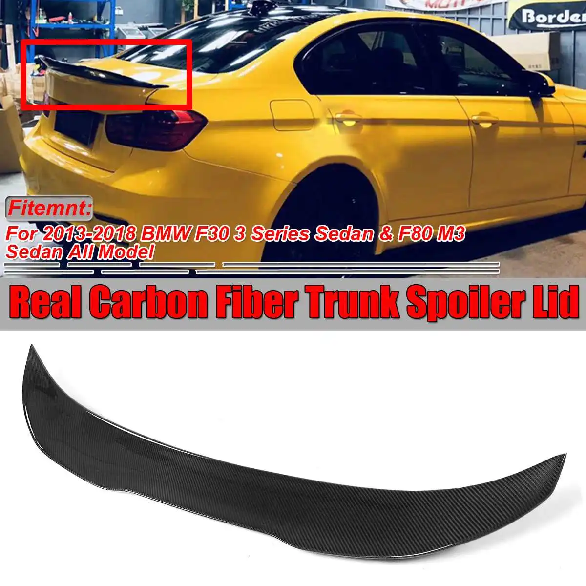 

PSM Style F30 330i Real Carbon Fiber Car Rear Trunk Boot Lip Spoiler Wing Lip For BMW F30 330i 335i 340i 2013-2018 Wing Spoiler