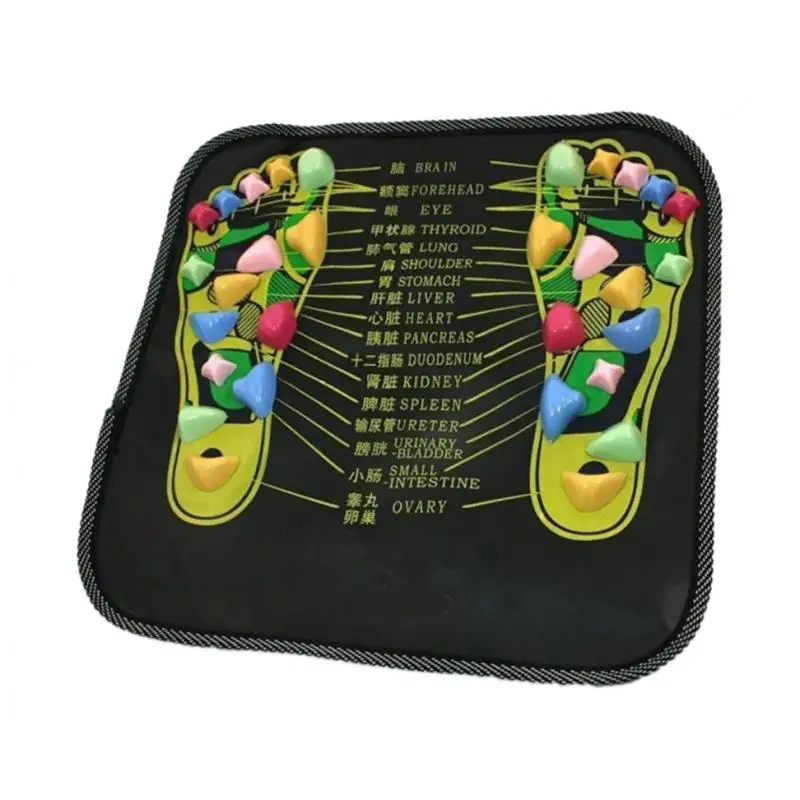 Chinese Reflexology Foot Massager Mat Foot Leg Spa Cushion Walk Stone Massaging Carpet 34x34cm    