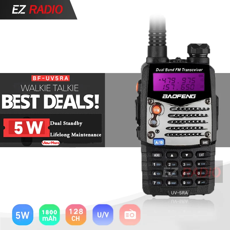 Портативная рация Baofeng UV-5RA портативная CB радио UV5RA 136-174 МГц и 400-520 МГц baofeng UV-5R обновление UV 5RA радиостанции UV5R - Цвет: Black Color