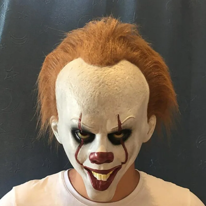 Фильм Стивен Кинг это: вторая часть Pennywise Косплей Костюм клоун костюмы на Хэллоуин Джокер маска для взрослых - Цвет: B1