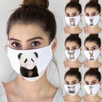 

Women Cute Animal Facemask Anti-Dust Sand Anti Exhaust Sunscreen Mouth Face Cover Breathable Cycling Facemask Filter mascarillas