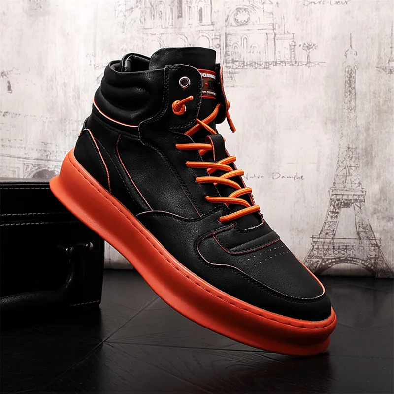 Мужские высокие кроссовки; сезон весна-осень; botas hombre Cuero; Bottines Homme Cuir Lux E50