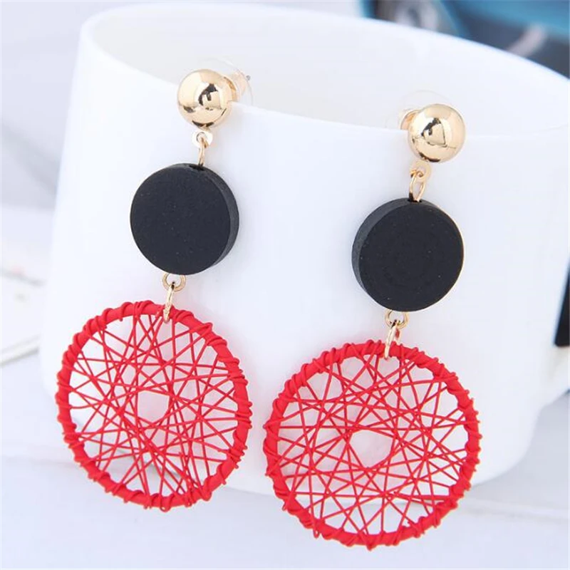 

2019 Fashion Luxury Simple Big Round Earrings Women Fashion Korean Style Hollow Mesh Hyperbole Drop Earrings Statement Jewelry