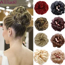 AILIADA, для девочек, кудрявые резинки, шиньон с резинкой, коричневый, серый, синтетические волосы, кольцо, обруч на грязную булочку, конские хвосты, наращивание волос