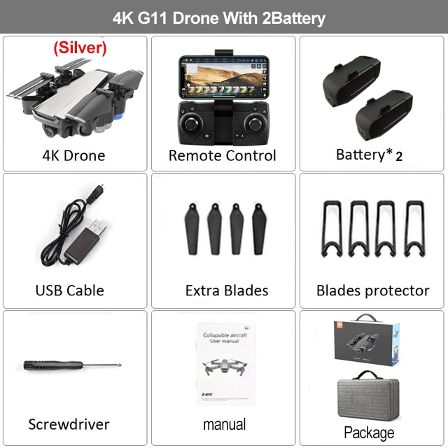 G11 4K 2B Case G11 gps дрона с дистанционным управлением 4K HD Камера оптического потока WI-FI FPV для контроля уровня сахара в крови с 50 раз увеличить Квадрокоптер с дистанционным управлением складной вертолет Профессиональный RC дроны - Цвет: G11 4K 2B Case