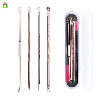 

4 pieces/set of non-carbon steel rose gold acne needles four-piece set Acne needles acne needles blackhead tools with box BBB2