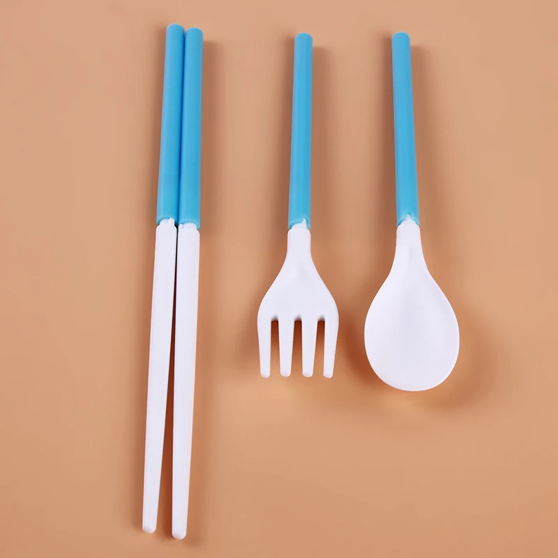 3PCS Creative Outdoor High Quality PP Cutlery Set Portable Folding Spoon Fork Chopsticks Set Hiking Camping Travelling Supplies