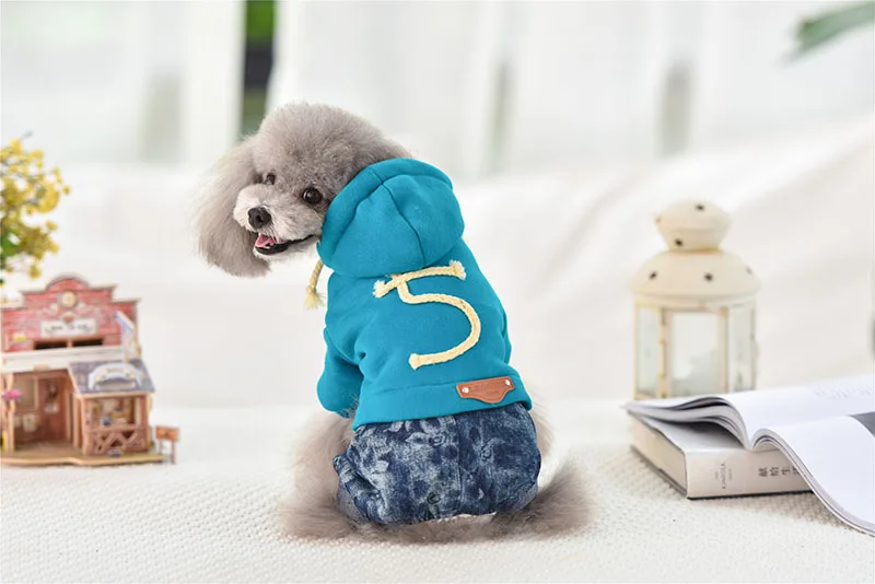 Четыре цвета, размеры S-xxl, теплые комбинезоны для собак, осенняя и зимняя одежда на Хлопчатобумажной Подкладке с модным принтом, комбинезон для собак