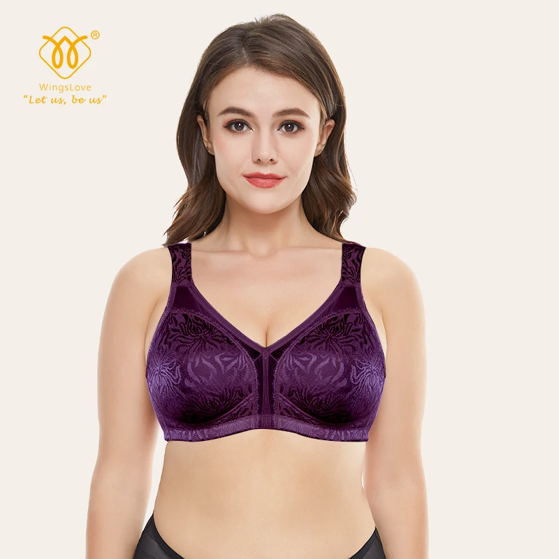 Wingslove Women'S Full Coverage Non Padded Comfort Minimizer Wire-Free Bra  Plus Size