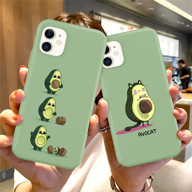 Cartoon Plain Green Avocado Case For iPhone 2