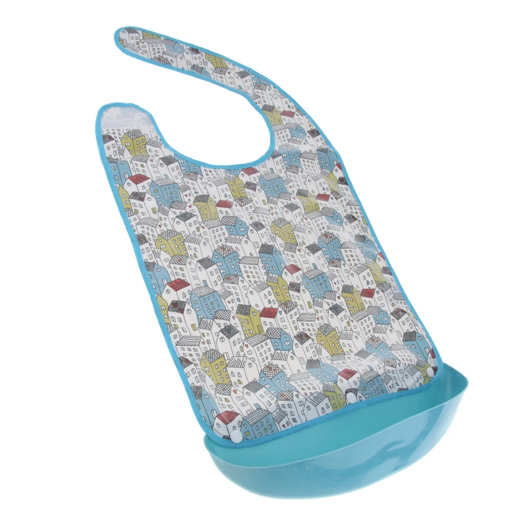 Senior Men Women Elderly Large Adult Bib Reusable Washable Clothing Mealtime Protector with Detachable Food Catcher