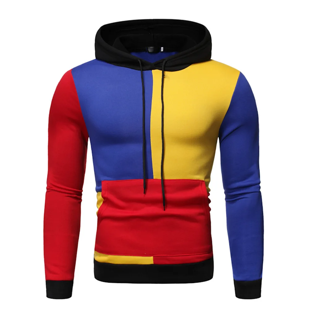 

Multi-color Stitching Men Hoodies Sweatshirt Casual Men's Jacket Autumn Winter Hip Hop Streetwear Plus Size